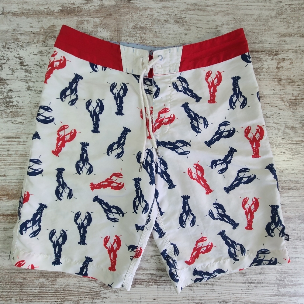 Sperry Lobster red white blue swim trunks unlined